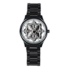 Lotus Mandala Flower Floral Stainless Steel Round Watch by Nexatart