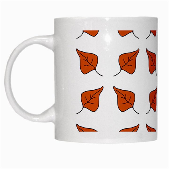 Pattern Fallen Leaves Autumn White Mugs