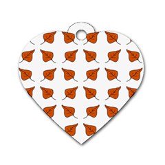 Pattern Fallen Leaves Autumn Dog Tag Heart (Two Sides)