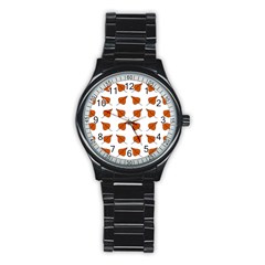 Pattern Fallen Leaves Autumn Stainless Steel Round Watch