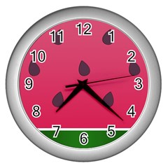 Watermelon Fruit Summer Red Fresh Wall Clock (silver) by Nexatart