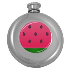 Watermelon Fruit Summer Red Fresh Round Hip Flask (5 Oz) by Nexatart