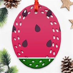 Watermelon Fruit Summer Red Fresh Ornament (oval Filigree) by Nexatart