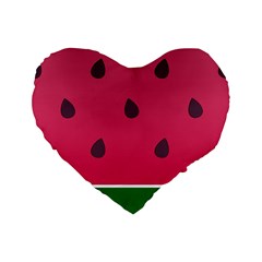 Watermelon Fruit Summer Red Fresh Standard 16  Premium Flano Heart Shape Cushions by Nexatart