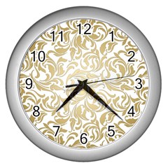 Gold Vintage Rococo Model Patern Wall Clock (silver) by Nexatart