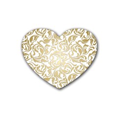 Gold Vintage Rococo Model Patern Heart Coaster (4 Pack)  by Nexatart