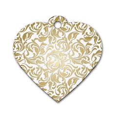 Gold Vintage Rococo Model Patern Dog Tag Heart (one Side) by Nexatart