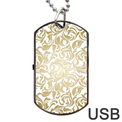 Gold Vintage Rococo Model Patern Dog Tag Usb Flash (one Side) by Nexatart