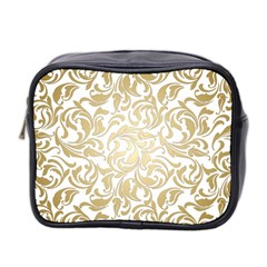 Gold Vintage Rococo Model Patern Mini Toiletries Bag (two Sides) by Nexatart