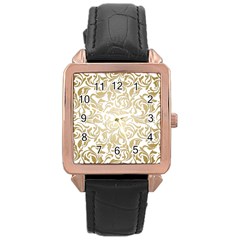 Gold Vintage Rococo Model Patern Rose Gold Leather Watch  by Nexatart