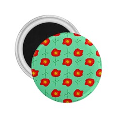 Flowers Pattern Ornament Template 2 25  Magnets by Nexatart