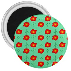 Flowers Pattern Ornament Template 3  Magnets by Nexatart