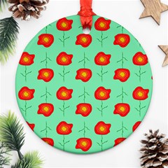 Flowers Pattern Ornament Template Ornament (round) by Nexatart