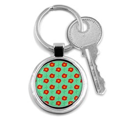 Flowers Pattern Ornament Template Key Chains (round)  by Nexatart