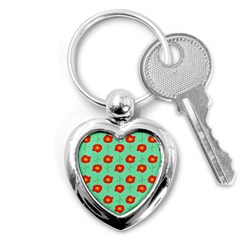 Flowers Pattern Ornament Template Key Chains (heart)  by Nexatart