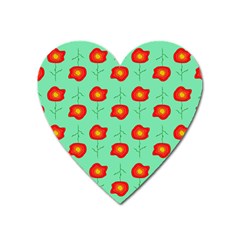 Flowers Pattern Ornament Template Heart Magnet by Nexatart