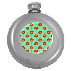 Flowers Pattern Ornament Template Round Hip Flask (5 Oz) by Nexatart