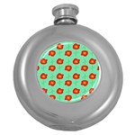 Flowers Pattern Ornament Template Round Hip Flask (5 oz) Front