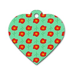 Flowers Pattern Ornament Template Dog Tag Heart (two Sides) by Nexatart