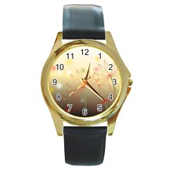 Flower Summer S Nature Plant Round Gold Metal Watch by Nexatart