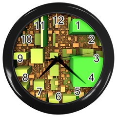 Blocks Cubes Construction Design Wall Clock (black) by Nexatart