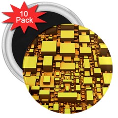 Cubes Grid Geometric 3d Square 3  Magnets (10 Pack)  by Nexatart