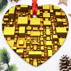 Cubes Grid Geometric 3d Square Heart Ornament (two Sides) by Nexatart