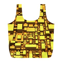 Cubes Grid Geometric 3d Square Full Print Recycle Bag (l) by Nexatart