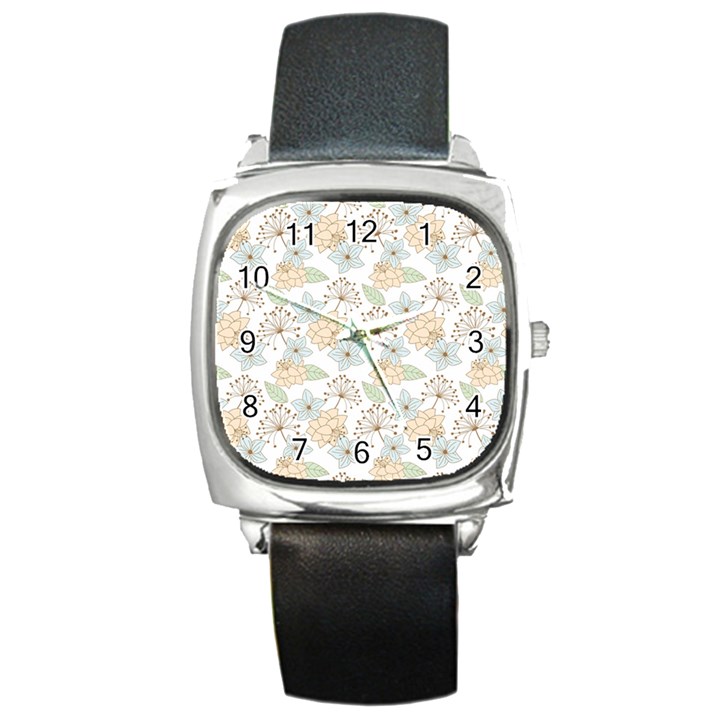 Dandelion Colors Nature Flower Square Metal Watch