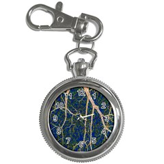 Green Leaves Blue Background Night Key Chain Watches by Nexatart