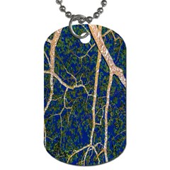 Green Leaves Blue Background Night Dog Tag (one Side) by Nexatart