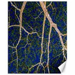 Green Leaves Blue Background Night Canvas 16  X 20  by Nexatart