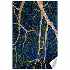 Green Leaves Blue Background Night Canvas 24  X 36  by Nexatart