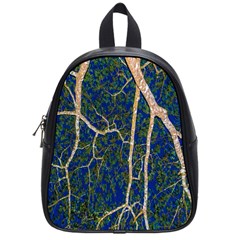 Green Leaves Blue Background Night School Bag (small) by Nexatart