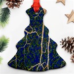 Green Leaves Blue Background Night Ornament (Christmas Tree)  Front