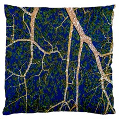 Green Leaves Blue Background Night Large Cushion Case (two Sides) by Nexatart