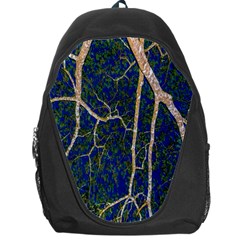 Green Leaves Blue Background Night Backpack Bag by Nexatart