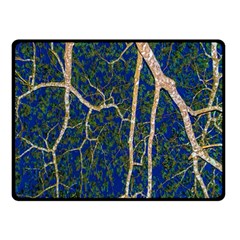 Green Leaves Blue Background Night Double Sided Fleece Blanket (small)  by Nexatart