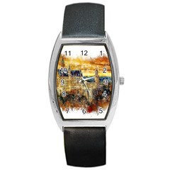 Architecture Castle Fairy Castle Barrel Style Metal Watch by Nexatart