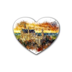 Architecture Castle Fairy Castle Heart Coaster (4 Pack)  by Nexatart