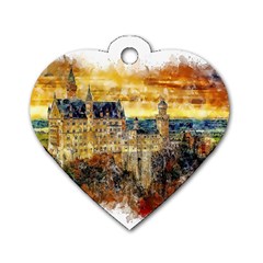 Architecture Castle Fairy Castle Dog Tag Heart (two Sides) by Nexatart