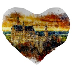 Architecture Castle Fairy Castle Large 19  Premium Heart Shape Cushions by Nexatart