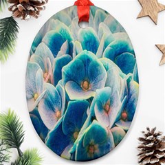 Hydrangeas Blossom Bloom Blue Ornament (oval)