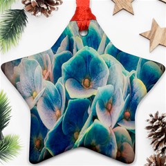 Hydrangeas Blossom Bloom Blue Ornament (star)