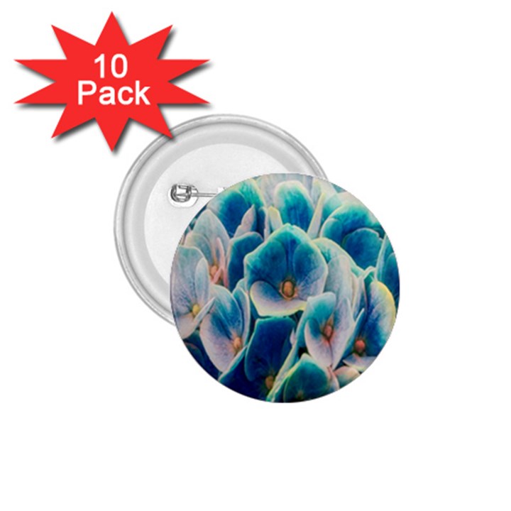 Hydrangeas Blossom Bloom Blue 1.75  Buttons (10 pack)