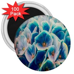 Hydrangeas Blossom Bloom Blue 3  Magnets (100 Pack) by Nexatart