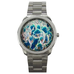 Hydrangeas Blossom Bloom Blue Sport Metal Watch by Nexatart