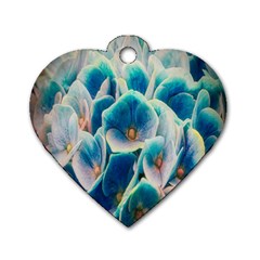 Hydrangeas Blossom Bloom Blue Dog Tag Heart (one Side)