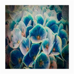 Hydrangeas Blossom Bloom Blue Medium Glasses Cloth (2-side) by Nexatart