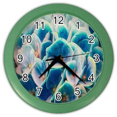 Hydrangeas Blossom Bloom Blue Color Wall Clock by Nexatart